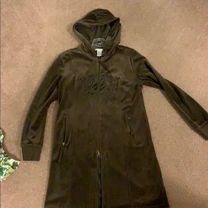 Green velvet sweater. Cabi Full zipper